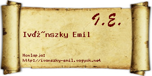 Ivánszky Emil névjegykártya